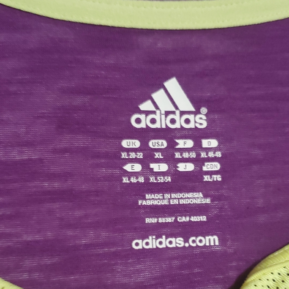 Adidas Women's V-Neck Tee in Purple With Yellow Tank - Picture 4 of 6